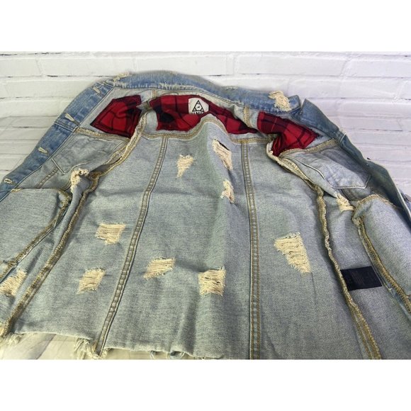 UNIF Womens Small Denim Jean Button Up Front Vest Distressed Destroyed Patches - Picture 3 of 12